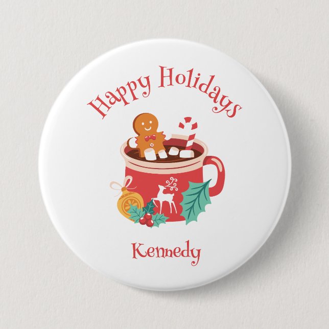 Hot Cocoa and Gingerbread Button (Front)