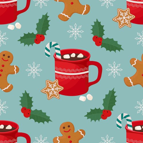 Hot Cocoa and Gingerbread Christmas Wrapping Paper