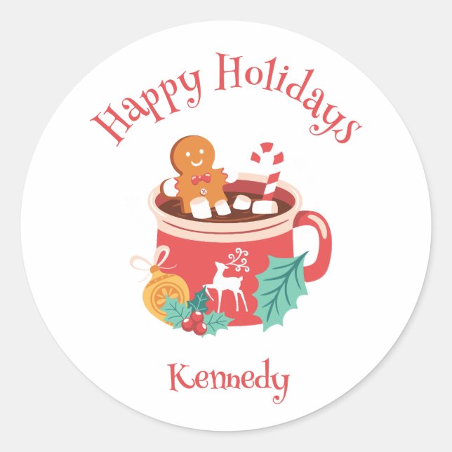 Hot Cocoa and Gingerbread Classic Round Sticker (Front)