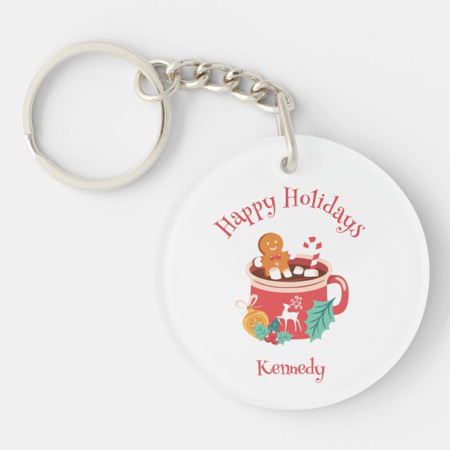 Hot Cocoa and Gingerbread Keychain (Front)