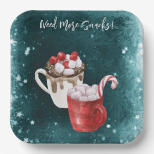 Hot Cocoa and Marshmallow Twin Baby Shower Paper Plates