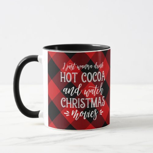 Hot Cocoa and Movies  Red  Christmas Mug