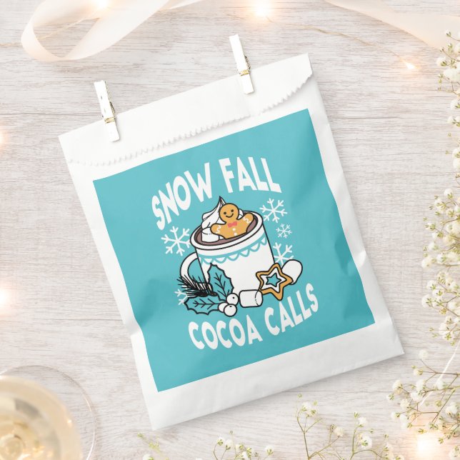 Hot Cocoa and Winter Charm - Snow Fall Cocoa Calls Favor Bag (Clipped)