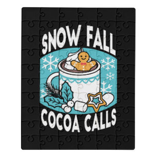 Hot Cocoa and Winter Charm - Snow Fall Cocoa Calls Jigsaw Puzzle