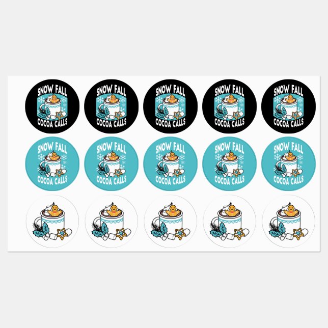 Hot Cocoa and Winter Charm - Snow Fall Cocoa Calls Labels (Sheet)