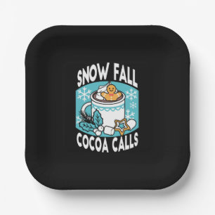 Hot Cocoa and Winter Charm - Snow Fall Cocoa Calls Paper Plates