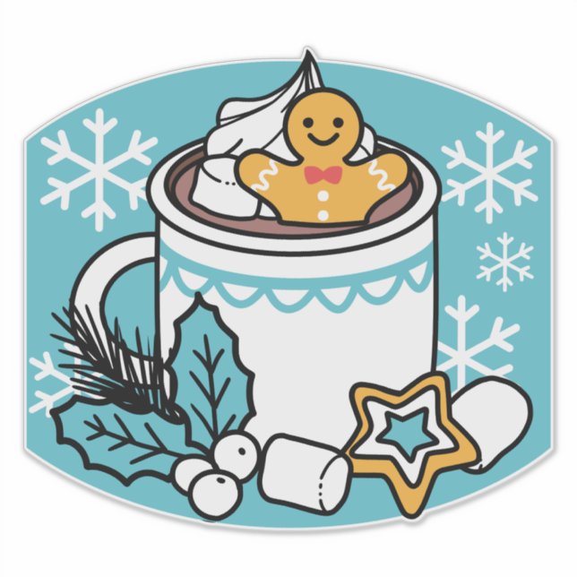Hot Cocoa and Winter Charm - Snow Fall Cocoa Calls Sticker (Front)