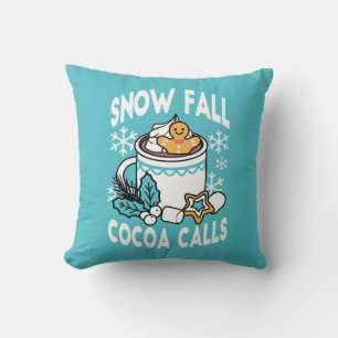 Hot Cocoa and Winter Charm - Snow Fall Cocoa Calls Throw Pillow