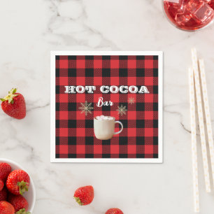 Hot Cocoa Bar Check Mountain  Napkins