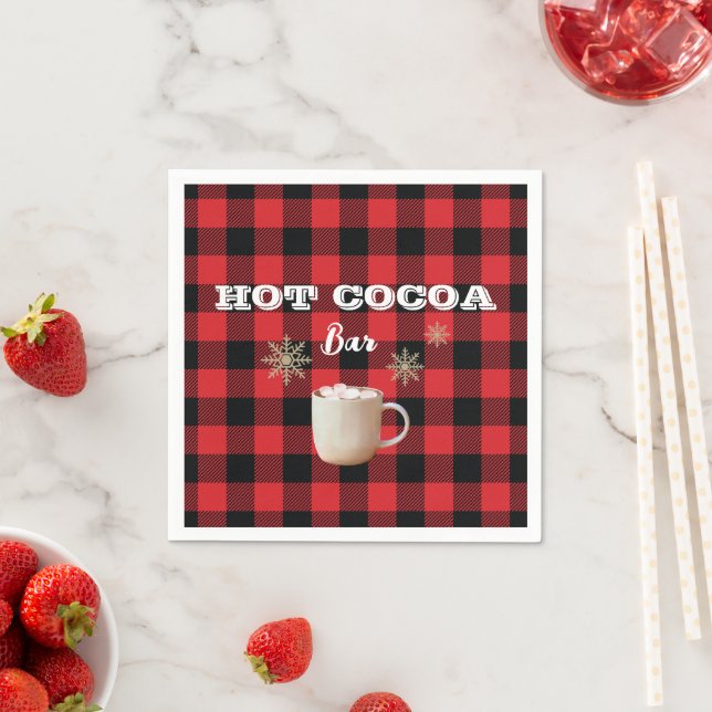 Hot Cocoa Bar Check Mountain  Napkins (Insitu)