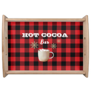 Hot Cocoa Bar Check Mountain Serving Tray