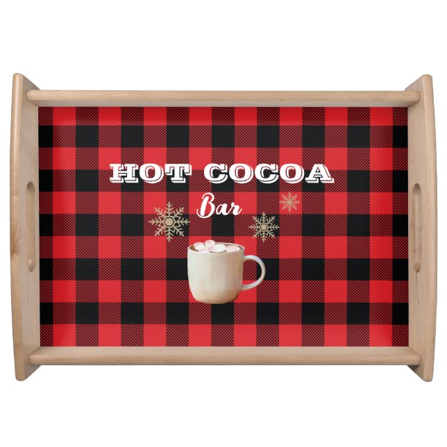 Hot Cocoa Bar Check Mountain  Serving Tray (Front)