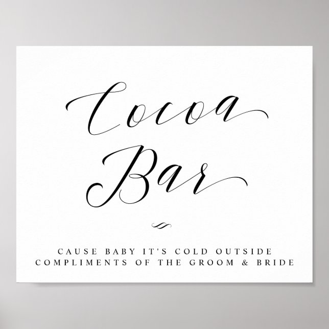 Hot Cocoa Bar Chic Bridal Shower or Wedding Sign (Front)