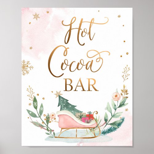 Hot Cocoa Bar Chocolate Sleigh Girl Birthday Sign