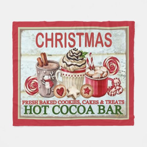 Hot Cocoa Bar Christmas Fleece Blanket