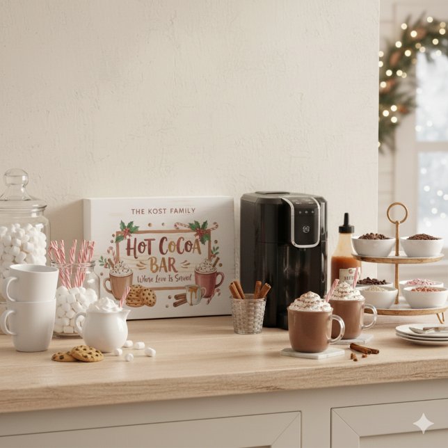 Hot Cocoa Bar Personalized Wood Box Sign (Celebrate the holidays this season with this fun personalized hot cocoa bar sign! )