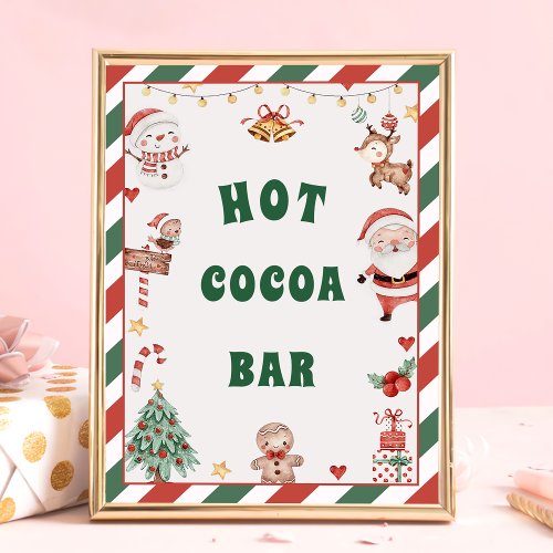 Hot Cocoa Bar Santa Christmas Table Sign