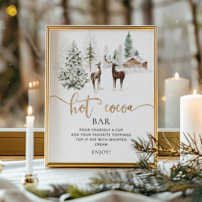 Hot cocoa bar sign. Woodland forest hot cocoa bar Poster (Creator Uploaded)