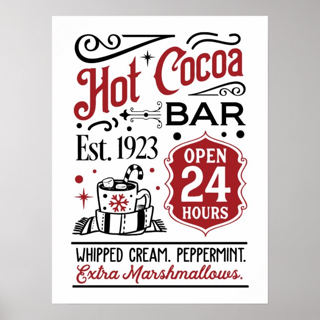 Hot cocoa bar word art Christmas Poster (Front)