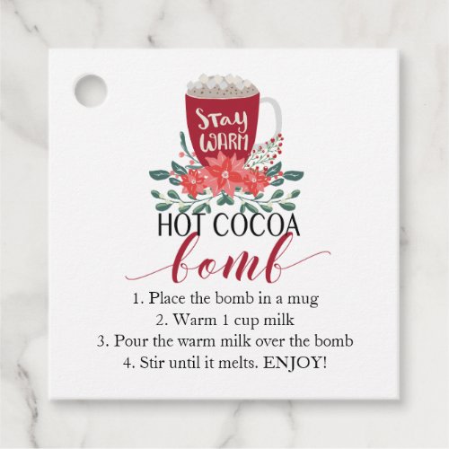 Hot Cocoa Bomb Christmas directions square Favor Tags