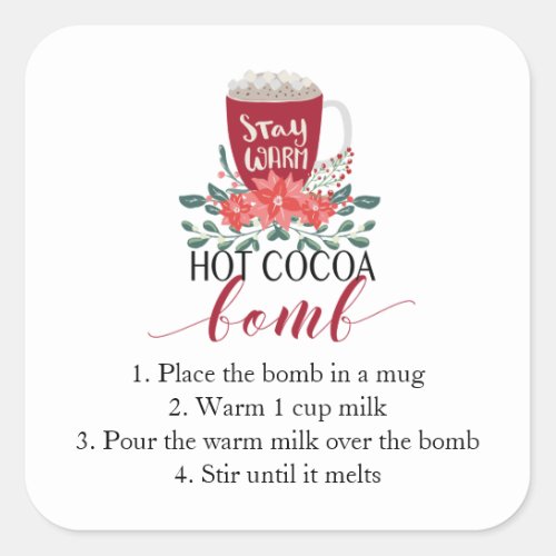 Hot Cocoa Bomb Christmas Sticker directions
