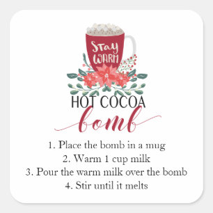 Hot Cocoa Bomb Christmas Sticker directions