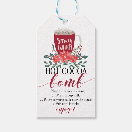 Hot Cocoa Bomb christmas tag directions