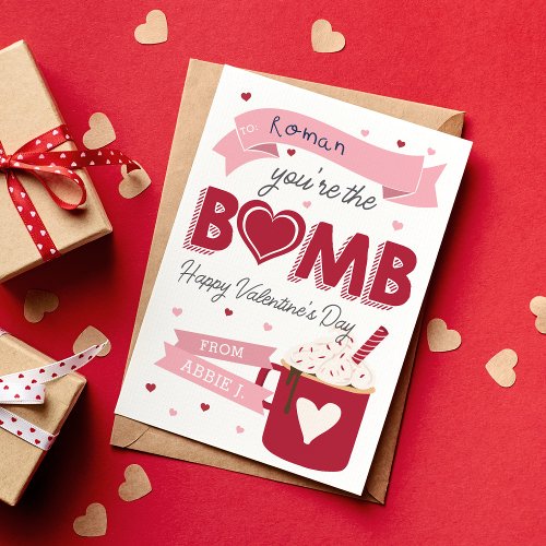 Hot Cocoa Bomb Classroom Valentines Day Card