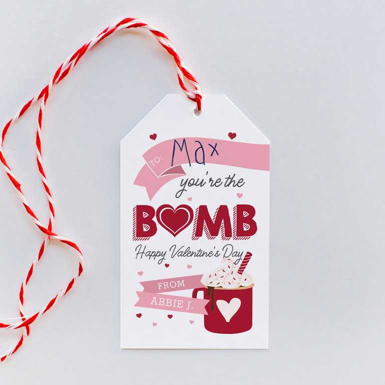 Hot Cocoa Bomb Classroom Valentines Day Card Gift                    Tags