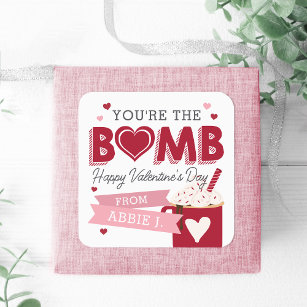 Hot Cocoa Bomb Classroom Valentines Day Square Sticker
