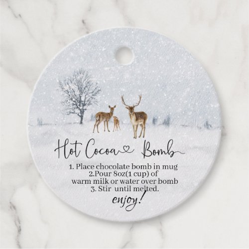 Hot Cocoa Bomb Deer Family and baby it is cold out Favor Tags