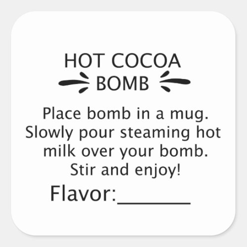 Hot Cocoa bomb direction stickers cocoa sticker