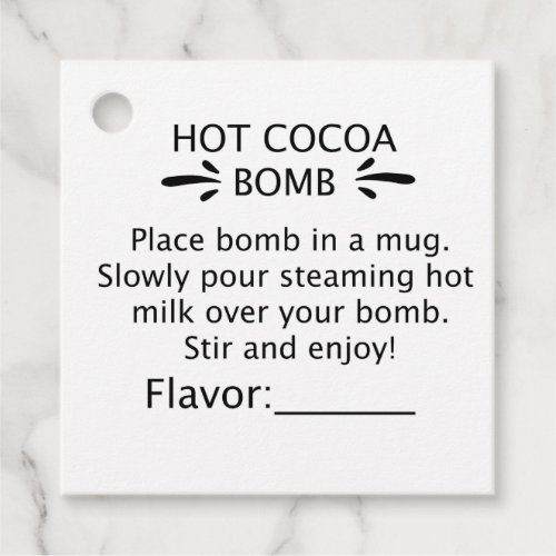 Hot cocoa bomb Flavor tags directions instuction Favor Tags