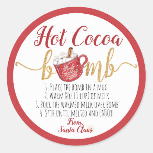 Hot Cocoa Bomb Instructions Christmas Red Mug Classic Round Sticker