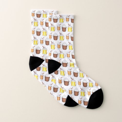 Hot Cocoa Buttered Rum Egg Nog Warm Winter Drinks Socks