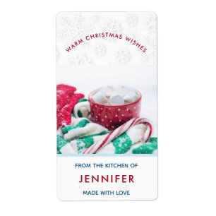 Hot Cocoa & Candy Cane Christmas Kitchen Label
