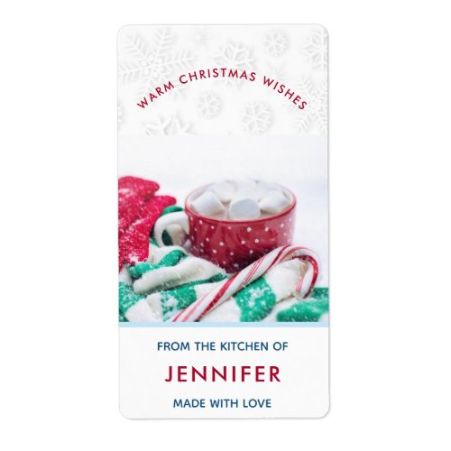 Hot Cocoa   Candy Cane Christmas Kitchen Label