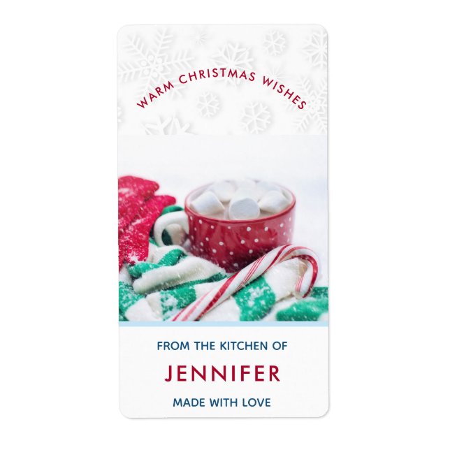 Hot Cocoa  & Candy Cane Christmas Kitchen Label (Front)