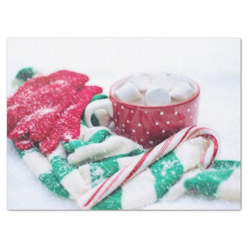 Hot Cocoa  Candy Cane  Scarf  Mitts Christmas Tissue Paper