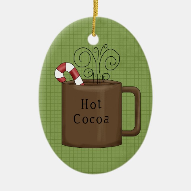 Hot Cocoa Ceramic Christmas Ornament (Front)