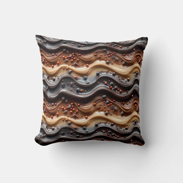 Hot Cocoa Chocoholic Funny Humor Modern Brown  Throw Pillow (Front)