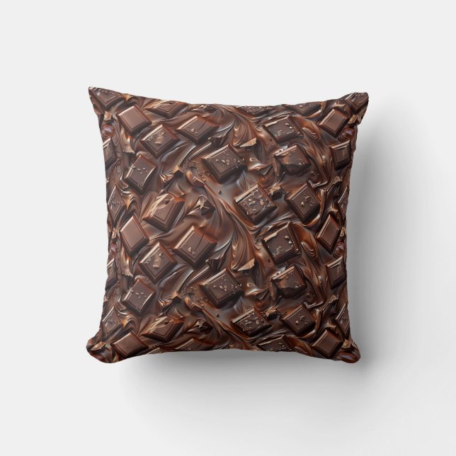Hot Cocoa Chocoholic Funny Humor Modern Brown  Throw Pillow (Front)