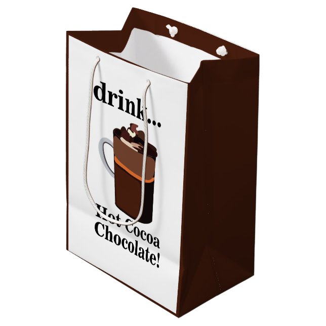 Hot Cocoa Chocolate Birthday Party Medium Gift Bag (Front Angled)