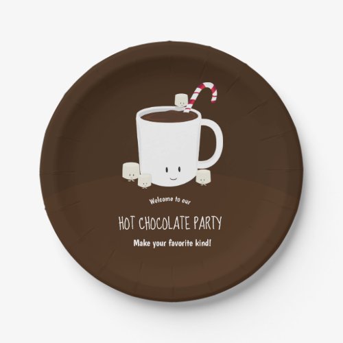 Hot Cocoa Chocolate Brown Christmas Paper Plates