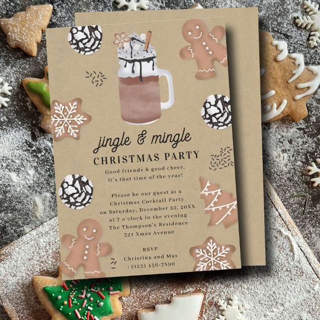 Hot Cocoa Chocolate Cookies Christmas Party Invitation (Hot Cocoa Chocolate Cookies Christmas Party Invitation)