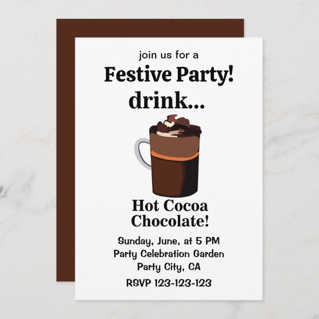 Hot Cocoa Chocolate Party Invitation (Front/Back)