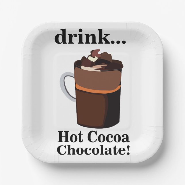 Hot Cocoa Chocolate Party Paper Plates (Front)