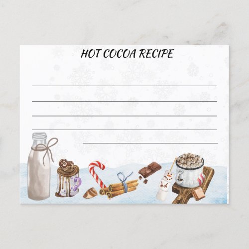 Hot Cocoa Chocolate Recipe  Card postcard