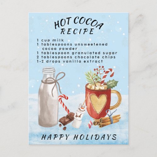 Hot Cocoa Chocolate Recipe  Christmas  Postcard