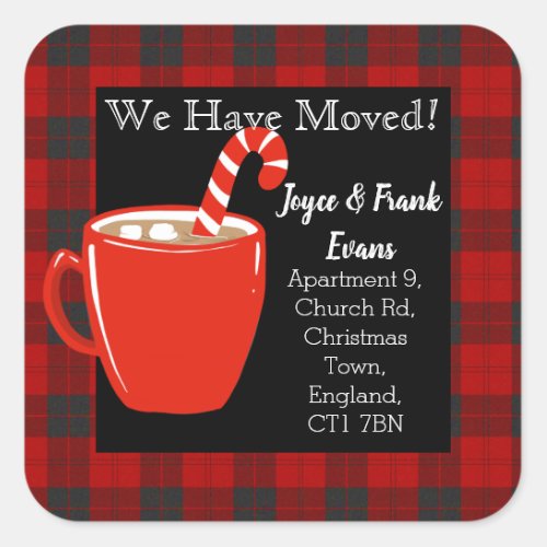 hot cocoa Christmas change of address Square Sticker
